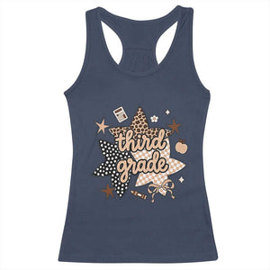 Third Grade Leopard Checkered Star Coquette Racerback Tank Top Cute 3rd Grade Girl Back to School Gift TS02 Navy Print Your Wear