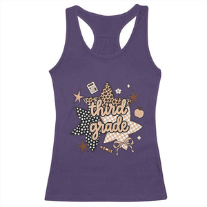 Third Grade Leopard Checkered Star Coquette Racerback Tank Top Cute 3rd Grade Girl Back to School Gift TS02 Purple Print Your Wear