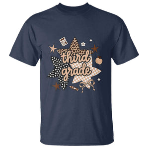 Third Grade Leopard Checkered Star Coquette T Shirt Cute 3rd Grade Girl Back to School Gift TS02 Navy Print Your Wear