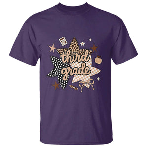 Third Grade Leopard Checkered Star Coquette T Shirt Cute 3rd Grade Girl Back to School Gift TS02 Purple Print Your Wear
