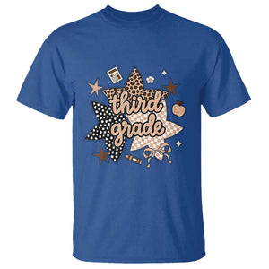 Third Grade Leopard Checkered Star Coquette T Shirt Cute 3rd Grade Girl Back to School Gift TS02 Royal Blue Print Your Wear