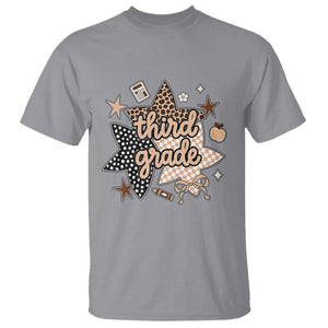Third Grade Leopard Checkered Star Coquette T Shirt Cute 3rd Grade Girl Back to School Gift TS02 Sport Gray Print Your Wear