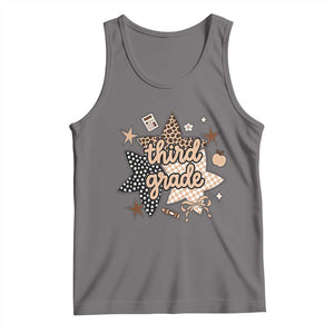Third Grade Leopard Checkered Star Coquette Tank Top Cute 3rd Grade Girl Back to School Gift TS02 Deep Heather Print Your Wear