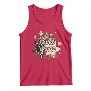 Third Grade Leopard Checkered Star Coquette Tank Top Cute 3rd Grade Girl Back to School Gift TS02 Red Print Your Wear