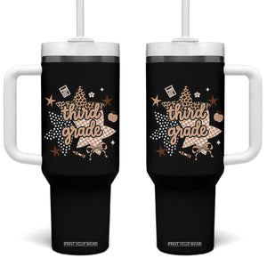 Third Grade Leopard Checkered Star Coquette Tumbler With Handle Cute 3rd Grade Girl Back to School Gift TS02 One Size: 40 oz Black Print Your Wear