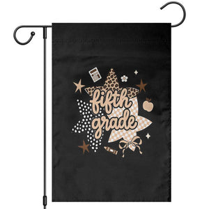 Fifth Grade Leopard Checkered Star Coquette Garden Flag Cute 5th Grade Girl Back to School Gift TS02 Black Print Your Wear