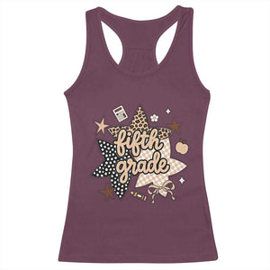 Fifth Grade Leopard Checkered Star Coquette Racerback Tank Top Cute 5th Grade Girl Back to School Gift TS02 Maroon Print Your Wear