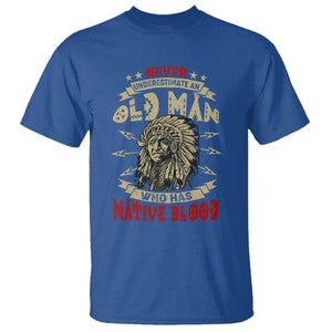 Native American T Shirt Never Underestimate An Old Man Who Has Native Blood TS02 Royal Blue Printyourwear