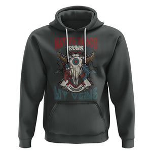 Native American Hoodie Native Blood Runs Through My Veins Proud TS02 Dark Heather Printyourwear