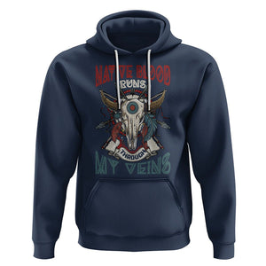 Native American Hoodie Native Blood Runs Through My Veins Proud TS02 Navy Printyourwear