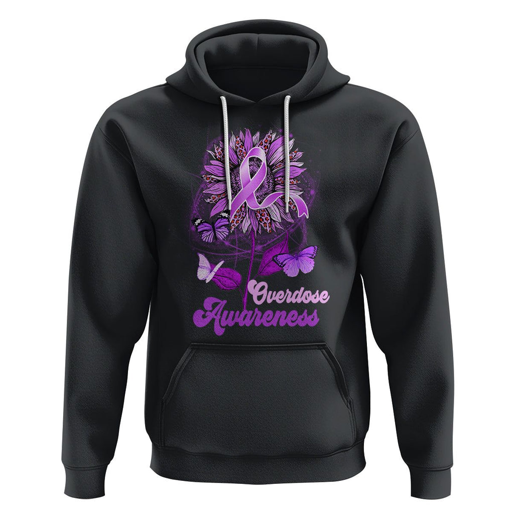 Overdose Awareness Hoodie Sunflower Purple Overdose Prevention TS02 Black Printyourwear