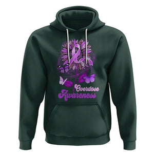 Overdose Awareness Hoodie Sunflower Purple Overdose Prevention TS02 Dark Forest Green Printyourwear