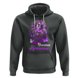 Overdose Awareness Hoodie Sunflower Purple Overdose Prevention TS02 Dark Heather Printyourwear