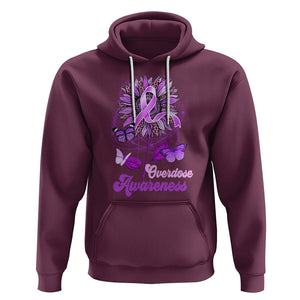 Overdose Awareness Hoodie Sunflower Purple Overdose Prevention TS02 Maroon Printyourwear