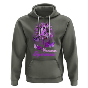 Overdose Awareness Hoodie Sunflower Purple Overdose Prevention TS02 Military Green Printyourwear