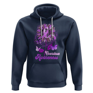 Overdose Awareness Hoodie Sunflower Purple Overdose Prevention TS02 Navy Printyourwear