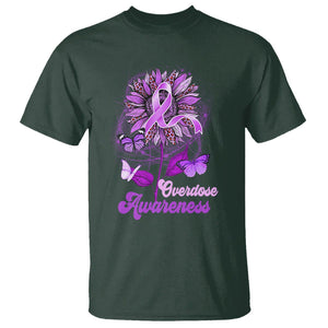 Overdose Awareness T Shirt Sunflower Purple Overdose Prevention TS02 Dark Forest Green Printyourwear