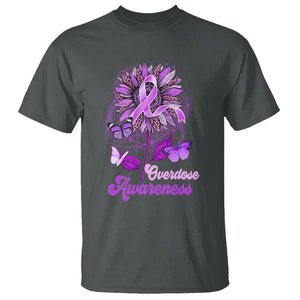 Overdose Awareness T Shirt Sunflower Purple Overdose Prevention TS02 Dark Heather Printyourwear