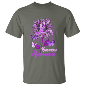 Overdose Awareness T Shirt Sunflower Purple Overdose Prevention TS02 Military Green Printyourwear