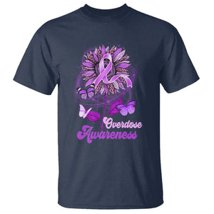 Overdose Awareness T Shirt Sunflower Purple Overdose Prevention TS02 Navy Printyourwear