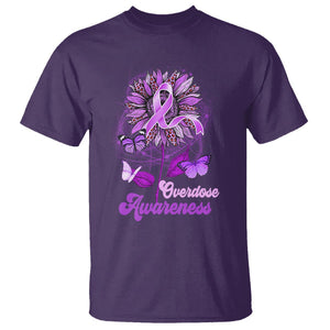 Overdose Awareness T Shirt Sunflower Purple Overdose Prevention TS02 Purple Printyourwear