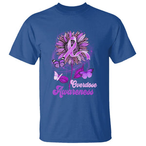 Overdose Awareness T Shirt Sunflower Purple Overdose Prevention TS02 Royal Blue Printyourwear