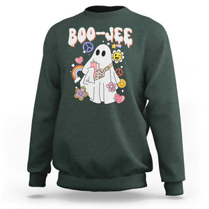 Ghost Halloween Costume Sweatshirt Spooky Season Hippie Boujee Boo-Jee TS02 Dark Forest Green Print Your Wear