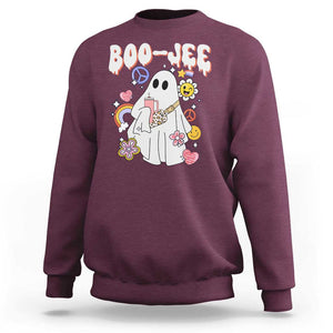 Ghost Halloween Costume Sweatshirt Spooky Season Hippie Boujee Boo-Jee TS02 Maroon Print Your Wear