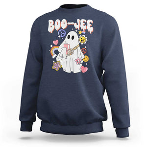 Ghost Halloween Costume Sweatshirt Spooky Season Hippie Boujee Boo-Jee TS02 Navy Print Your Wear