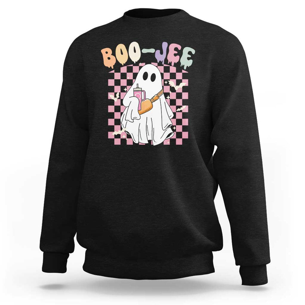 Ghost Halloween Costume Sweatshirt Spooky Season Cute Boujee Boo-Jee TS02 Black Print Your Wear