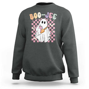 Ghost Halloween Costume Sweatshirt Spooky Season Cute Boujee Boo-Jee TS02 Dark Heather Print Your Wear