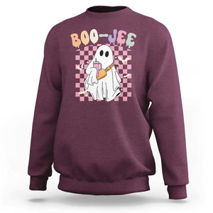 Ghost Halloween Costume Sweatshirt Spooky Season Cute Boujee Boo-Jee TS02 Maroon Print Your Wear