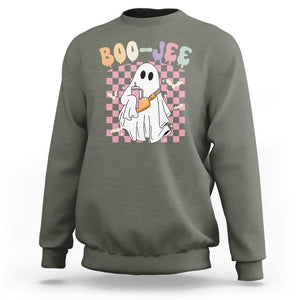 Ghost Halloween Costume Sweatshirt Spooky Season Cute Boujee Boo-Jee TS02 Military Green Print Your Wear