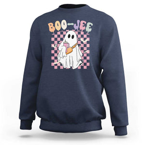 Ghost Halloween Costume Sweatshirt Spooky Season Cute Boujee Boo-Jee TS02 Navy Print Your Wear