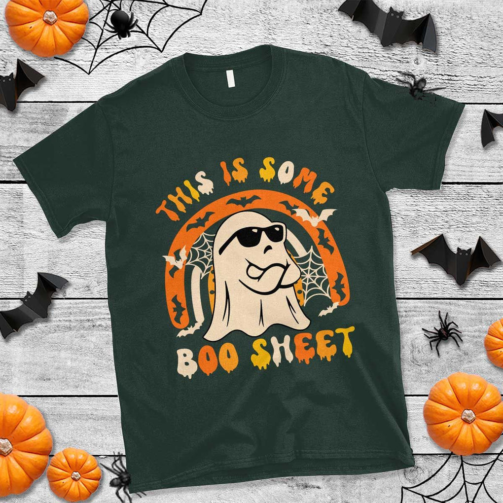 Ghost Halloween Costume T Shirt Funny This is Some Boo Sheet TS02 Dark Forest Green Print Your Wear