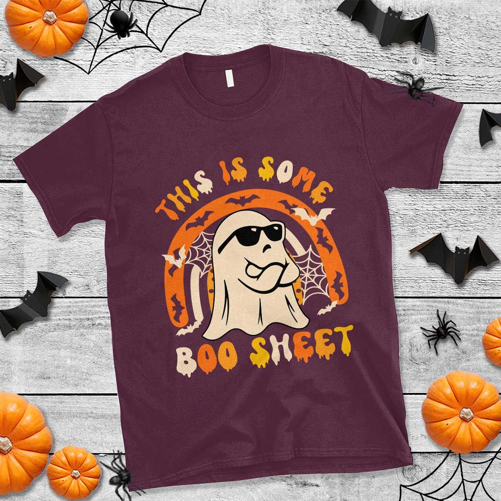 Ghost Halloween Costume T Shirt Funny This is Some Boo Sheet TS02 Maroon Print Your Wear