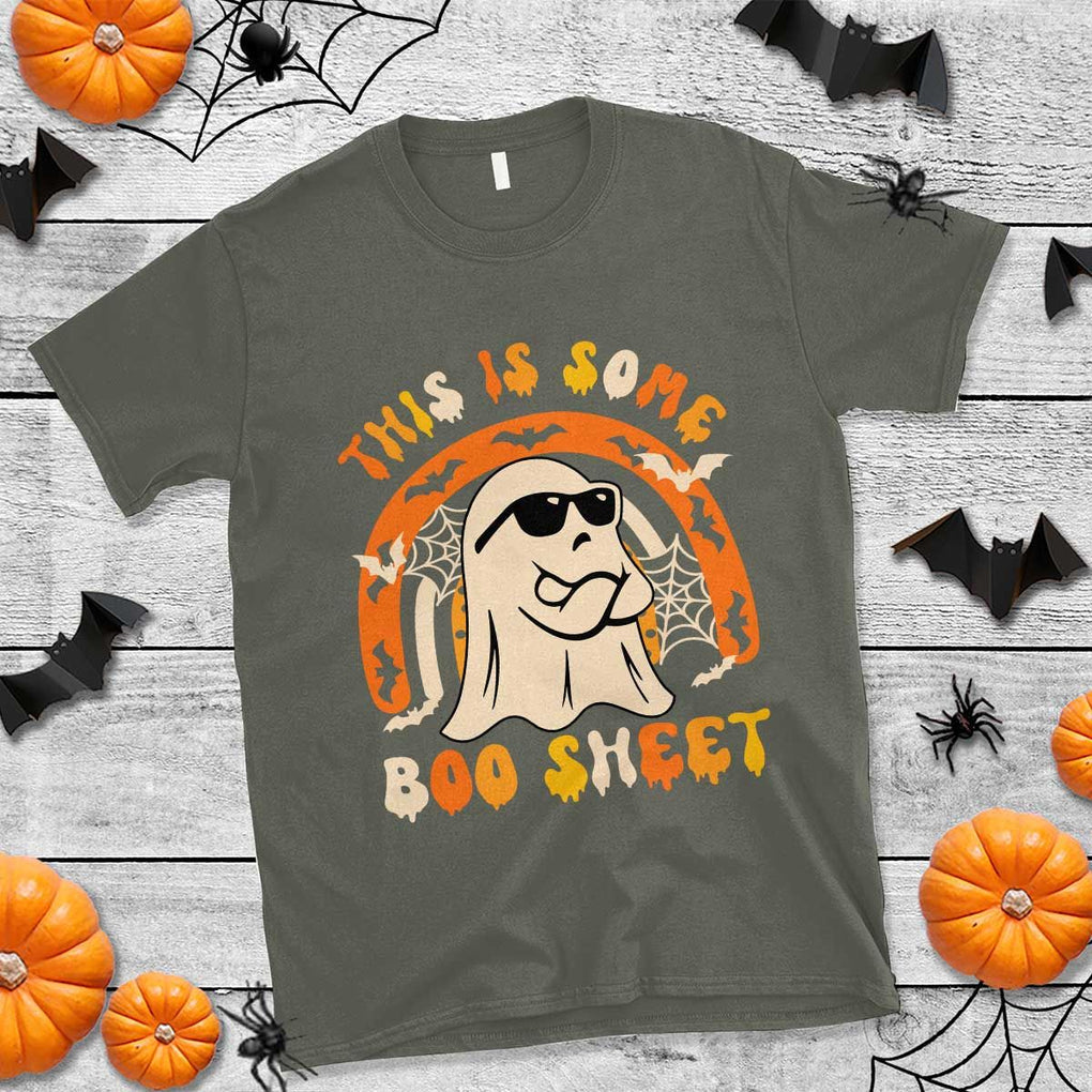Ghost Halloween Costume T Shirt Funny This is Some Boo Sheet TS02 Military Green Print Your Wear