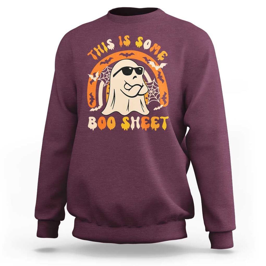 Ghost Halloween Costume Sweatshirt Funny This is Some Boo Sheet TS02 Maroon Print Your Wear