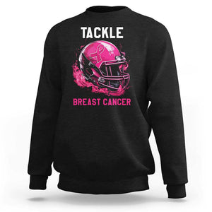 Tackle Breast Cancer Sweatshirt Pink Ribbon Awareness American Football Helmet TS02 Black Print Your Wear