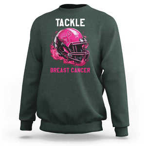 Tackle Breast Cancer Sweatshirt Pink Ribbon Awareness American Football Helmet TS02 Dark Forest Green Print Your Wear