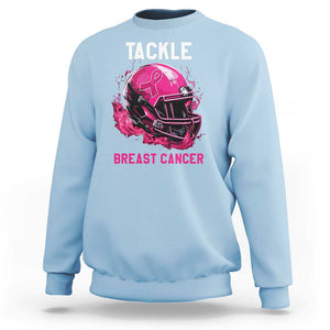 Tackle Breast Cancer Sweatshirt Pink Ribbon Awareness American Football Helmet TS02 Light Blue Print Your Wear