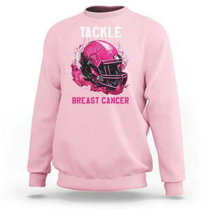 Tackle Breast Cancer Sweatshirt Pink Ribbon Awareness American Football Helmet TS02 Light Pink Print Your Wear