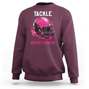 Tackle Breast Cancer Sweatshirt Pink Ribbon Awareness American Football Helmet TS02 Maroon Print Your Wear