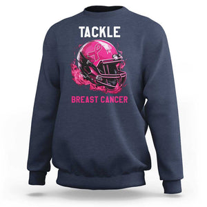 Tackle Breast Cancer Sweatshirt Pink Ribbon Awareness American Football Helmet TS02 Navy Print Your Wear