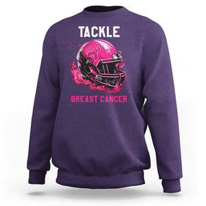 Tackle Breast Cancer Sweatshirt Pink Ribbon Awareness American Football Helmet TS02 Purple Print Your Wear