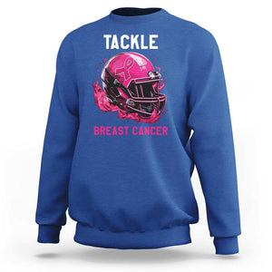 Tackle Breast Cancer Sweatshirt Pink Ribbon Awareness American Football Helmet TS02 Royal Blue Print Your Wear