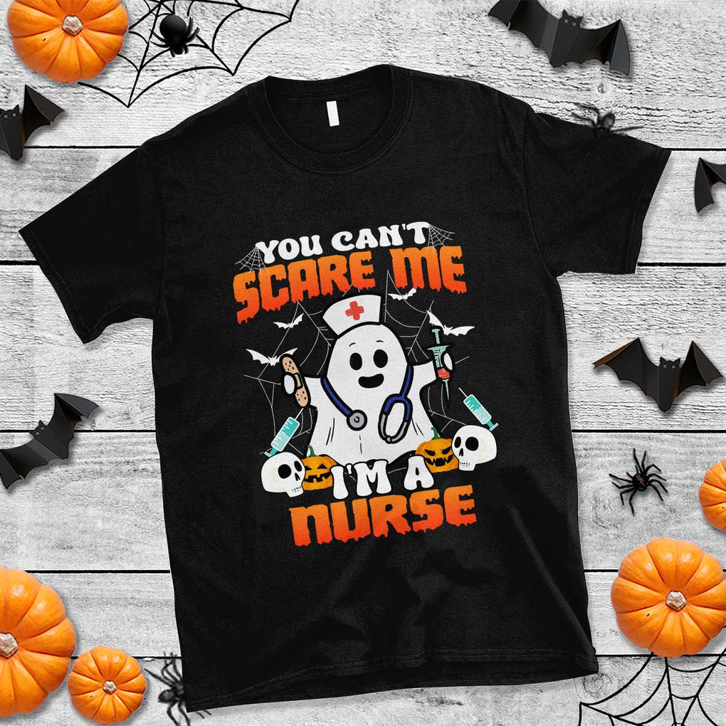 Halloween Nurse T Shirt You Can't Scare Me I'm A Nurse RN Boo Sheet Ghost TS02 Black Print Your Wear