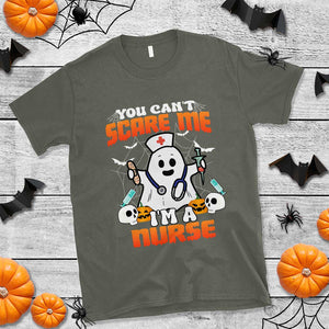 Halloween Nurse T Shirt You Can't Scare Me I'm A Nurse RN Boo Sheet Ghost TS02 Military Green Print Your Wear