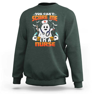 Halloween Nurse Sweatshirt You Can't Scare Me I'm A Nurse RN Boo Sheet Ghost TS02 Dark Forest Green Print Your Wear