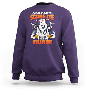 Halloween Nurse Sweatshirt You Can't Scare Me I'm A Nurse RN Boo Sheet Ghost TS02 Purple Print Your Wear